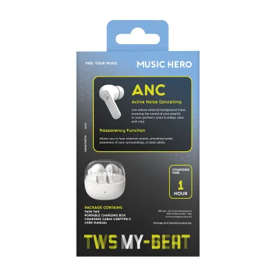 Music Hero - Bezdrôtové slúchadlá TWS MY-BEAT, biela