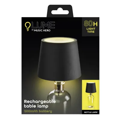 Music Hero - LUME Dobíjateľná stolná lampa, čierna