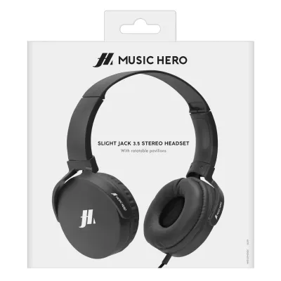 Music Hero - Stereo slúchadlá s mikrofónom, 3,5 mm jack, čierna