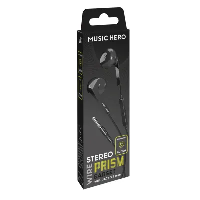 Music Hero - Slúchadlá PRISM, 3,5 mm jack, čierna