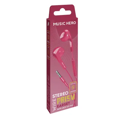 Music Hero - Slúchadlá PRISM, 3,5 mm jack, ružová