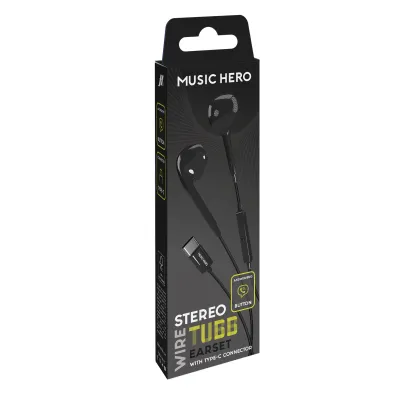 Music Hero - Slúchadlá TUBB, USB-C, čierna