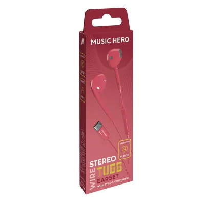 Music Hero - Slúchadlá TUBB, USB-C, ružová