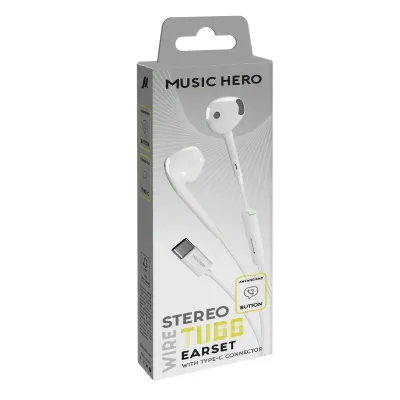 Music Hero - Slúchadlá TUBB, USB-C, biela