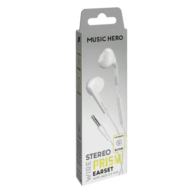 Music Hero - Slúchadlá PRISM, 3,5 mm jack, biela