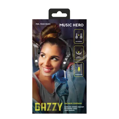 Music Hero - Stereo bezdrôtové slúchadlá BAZZY, čierna