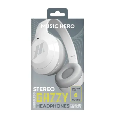 Music Hero - Stereo bezdrôtové slúchadlá BAZZY, biela