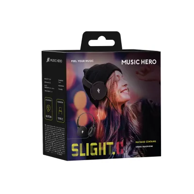 Music Hero - Stereo slúchadlá s mikrofónom SLIGHT.C,USB-C, čierna