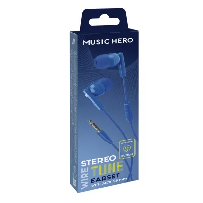 Music Hero - Stereo slúchadlá Tune, jack 3,5 mm, modrá