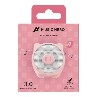 Music Hero - Bezdrôtový reproduktor Piglet, ružová