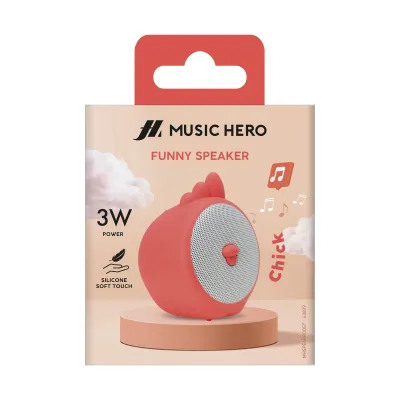 Music Hero - Bezdrôtový reproduktor Rooster, 3 W, červená