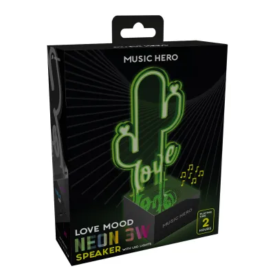 Music Hero - Bezdrôtový reproduktor NEON LOVE MOOD, 3 W, zelená