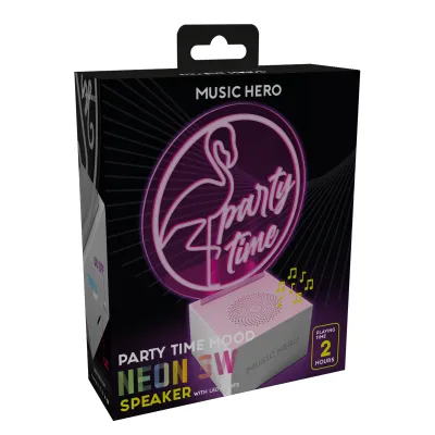 Music Hero - Bezdrôtový reproduktor NEON PARTY TIME MOOD, 3 W, ružová