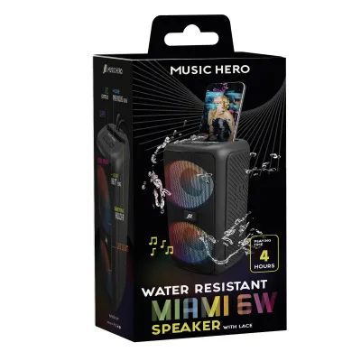 Music Hero - Bezdrôtový reproduktor MIAMI, 6 W, čierna