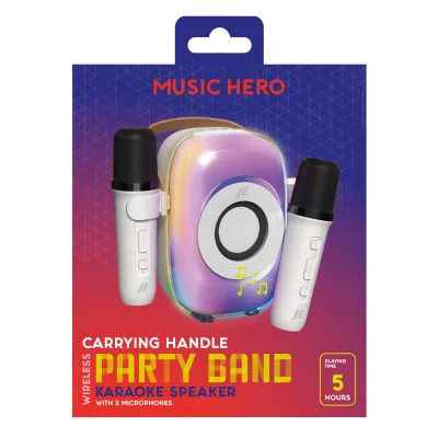Music Hero - Karaoke reproduktor Party Band, biela