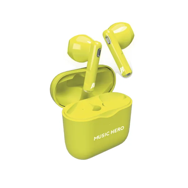 Music Hero - Bezdrôtové slúchadlá TWS FLUO, žltá