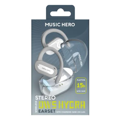 Music Hero - Bezdrôtové slúchadlá OWS Hydra, biela