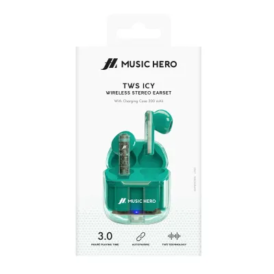 Music Hero - Bezdrôtové slúchadlá TWS ICY, azúrová