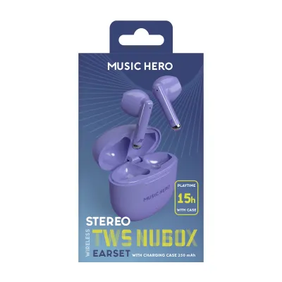 Music Hero - Bezdrôtové slúchadlá TWS NUBOX, modrá