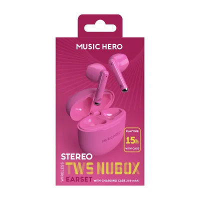 Music Hero - Bezdrôtové slúchadlá TWS NUBOX, ružová