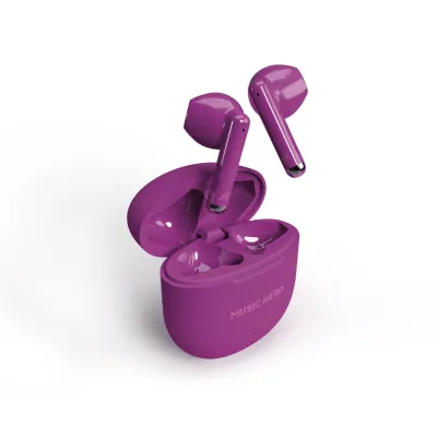 Music Hero - Bezdrôtové slúchadlá TWS NUBOX, fialová