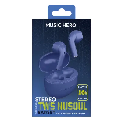 Music Hero - Bezdrôtové slúchadlá TWS NUSOUL, modrá