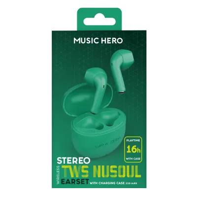 Music Hero - Bezdrôtové slúchadlá TWS NUSOUL, zelená