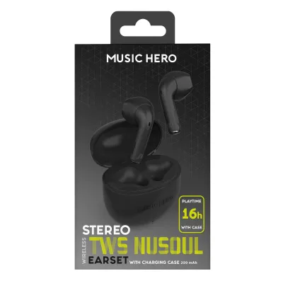 Music Hero - Bezdrôtové slúchadlá TWS NUSOUL, čierna
