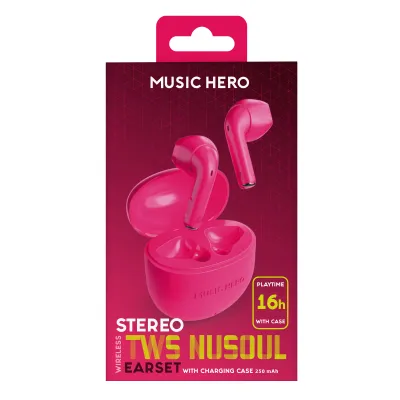 Music Hero - Bezdrôtové slúchadlá TWS NUSOUL, ružová