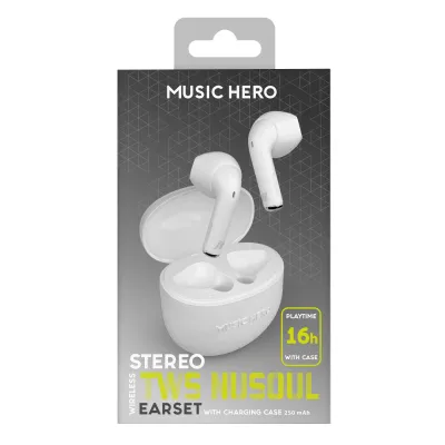 Music Hero - Bezdrôtové slúchadlá TWS NUSOUL, biela