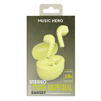 Music Hero - Bezdrôtové slúchadlá TWS NUSOUL, žltá