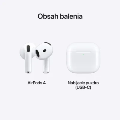 Apple - Bluetooth slúchadlá AirPods 4, biela
