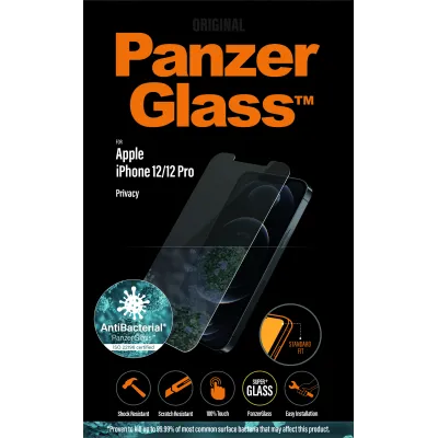 PanzerGlass - Tvrdené sklo Privacy Standard Fit AB pre iPhone 12/12 Pro, číra