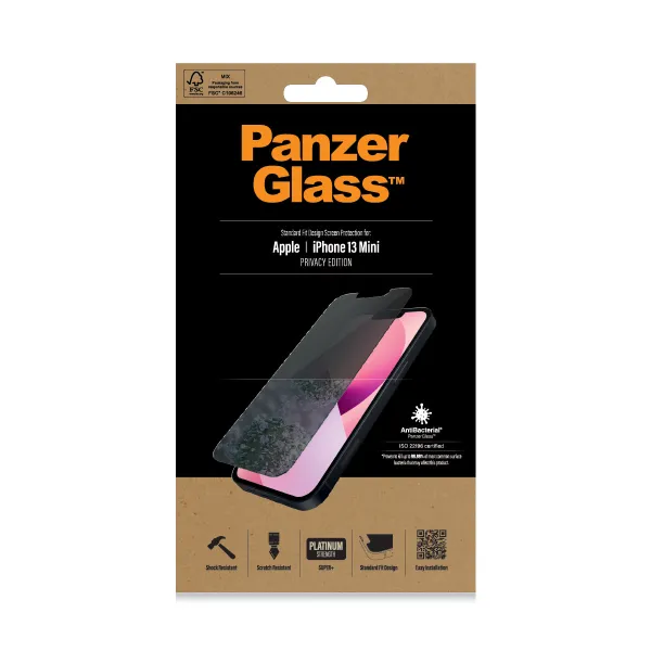 PanzerGlass - Tvrdené sklo Standard Fit Privacy AB pre iPhone 13 mini, číra