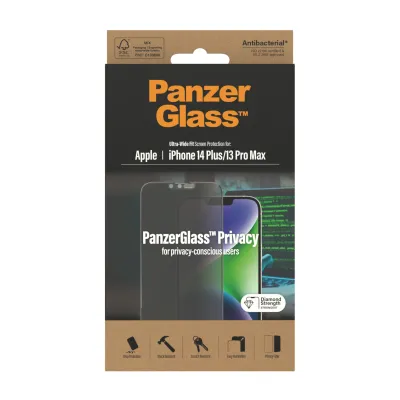 PanzerGlass - Tvrdené sklo UWF Privacy AB pre iPhone 14 Plus/13 Pro Max, čierna