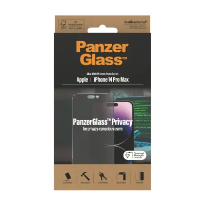 PanzerGlass - Tvrdené sklo UWF Privacy AB pre iPhone 14 Pro Max, čierna