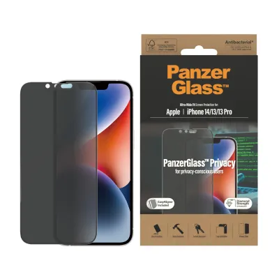 PanzerGlass - Tvrdené sklo UWF Privacy AB s aplikátorom pre iPhone 16e/14/13 Pro/13, čierna