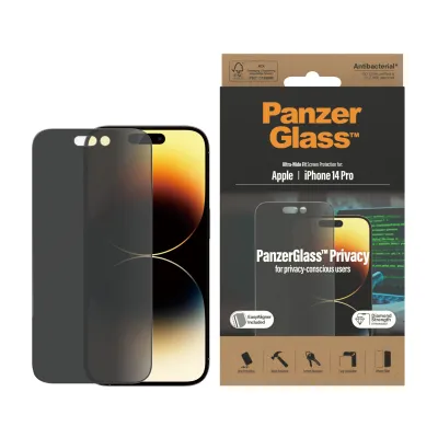 PanzerGlass - Tvrdené sklo UWF Privacy AB s aplikátorom pre iPhone 14 Pro, čierna