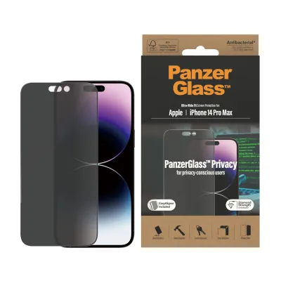PanzerGlass - Tvrdené sklo UWF Privacy AB s aplikátorom pre iPhone 14 Pro Max, čierna