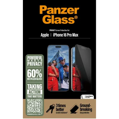 PanzerGlass - Tvrdené sklo UWF Privacy s aplikátorom pre iPhone 16 Pro Max, čierna