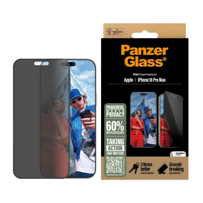 PanzerGlass - Tvrdené sklo UWF Privacy s aplikátorom pre iPhone 16 Pro Max, čierna