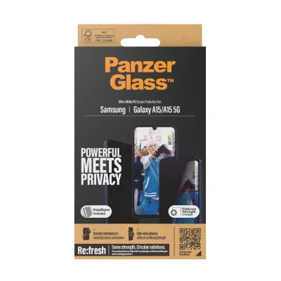 PanzerGlass - Tvrdené sklo UWF Privacy s aplikátorom pre Samsung Galaxy A15/A15 5G, čierna