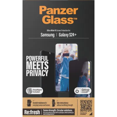 PanzerGlass - Tvrdené sklo Re:Fresh UWF Privacy s aplikátorom pre Samsung Galaxy S24+, číra