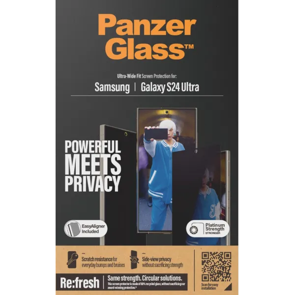 PanzerGlass - Tvrdené sklo Re:Fresh UWF Privacy s aplikátorom pre Samsung Galaxy S24 Ultra, čierna