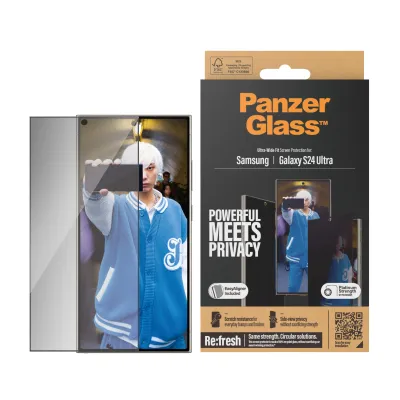 PanzerGlass - Tvrdené sklo Re:Fresh UWF Privacy s aplikátorom pre Samsung Galaxy S24 Ultra, čierna