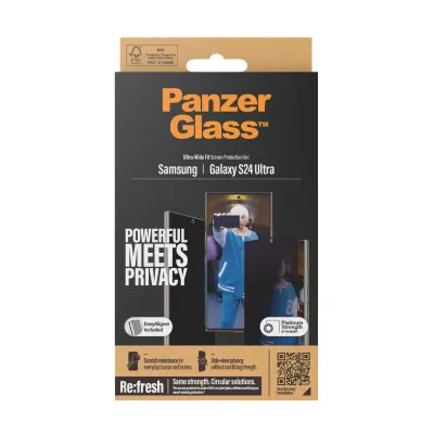 PanzerGlass - Tvrdené sklo Re:Fresh UWF Privacy s aplikátorom pre Samsung Galaxy S24 Ultra, čierna