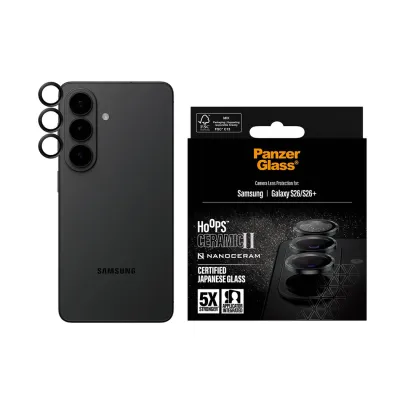 PanzerGlass - Ochranný kryt objektívu Hoops Ceramic II pre Samsung Galaxy S26/S26+, čierna