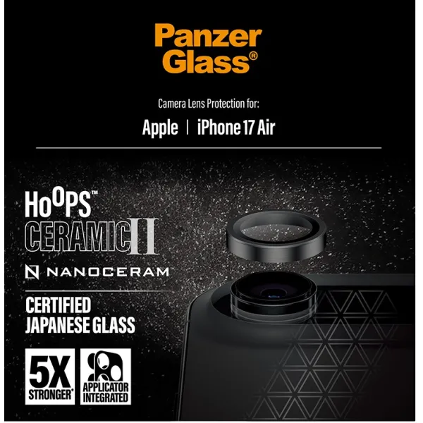 PanzerGlass - Ochranný kryt objektívu Hoops Ceramic II pre iPhone 17 Air, čierna