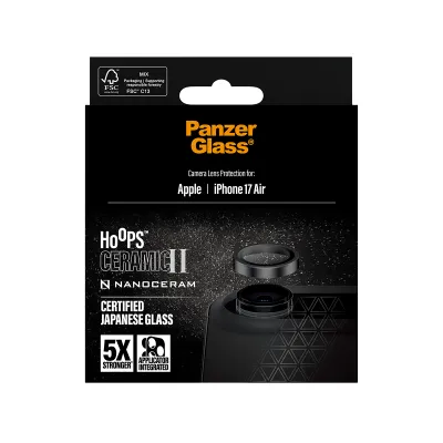 PanzerGlass - Ochranný kryt objektívu Hoops Ceramic II pre iPhone 17 Air, čierna