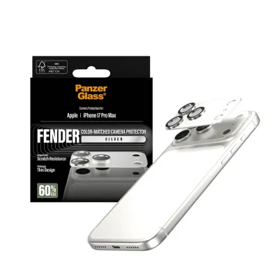 PanzerGlass - Ochranný kryt objektívu Fender pre iPhone 17 Pro Max, strieborná